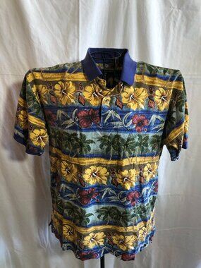 Mens Weekender Traveler LARGE Multicolor Polo Shirt 24" Underarm to Underarm